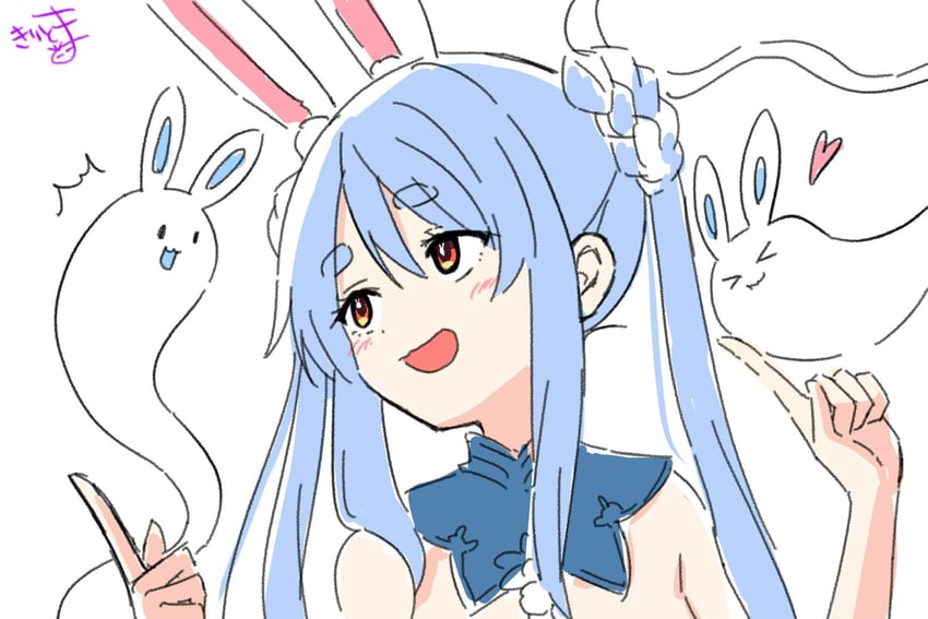 usada pekora and don-chan (hololive) drawn by kiritoma