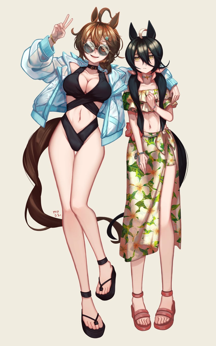 agnes tachyon and manhattan cafe (umamusume) drawn by mujintou_png
