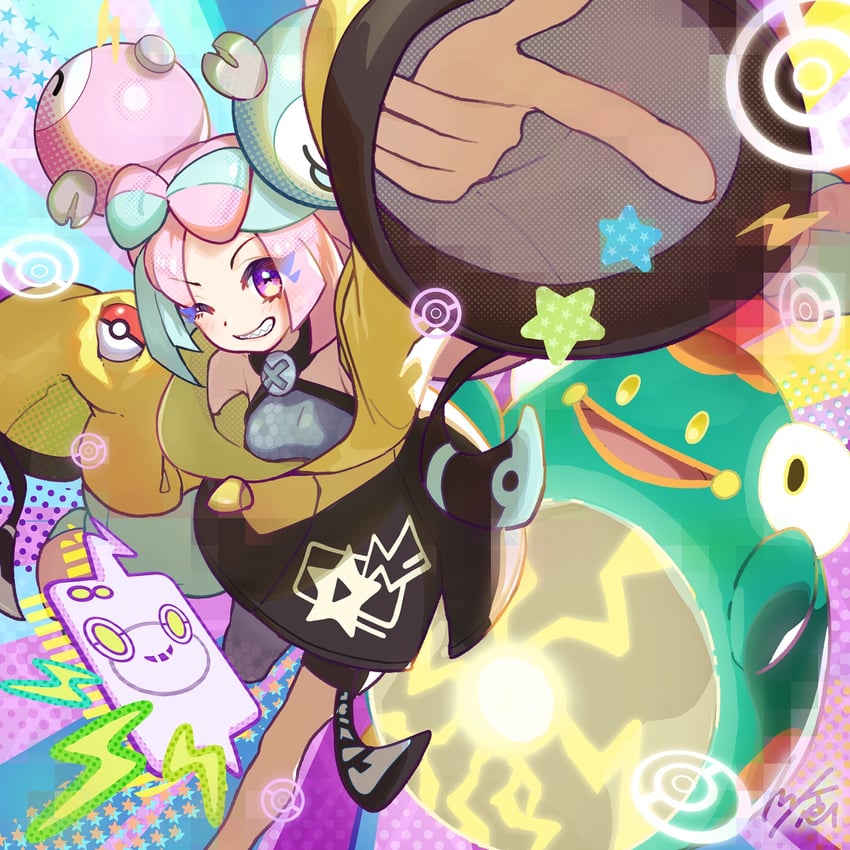 iono, rotom, rotom phone, and bellibolt (pokemon and 1 more) drawn by tom_(pixiv10026189)