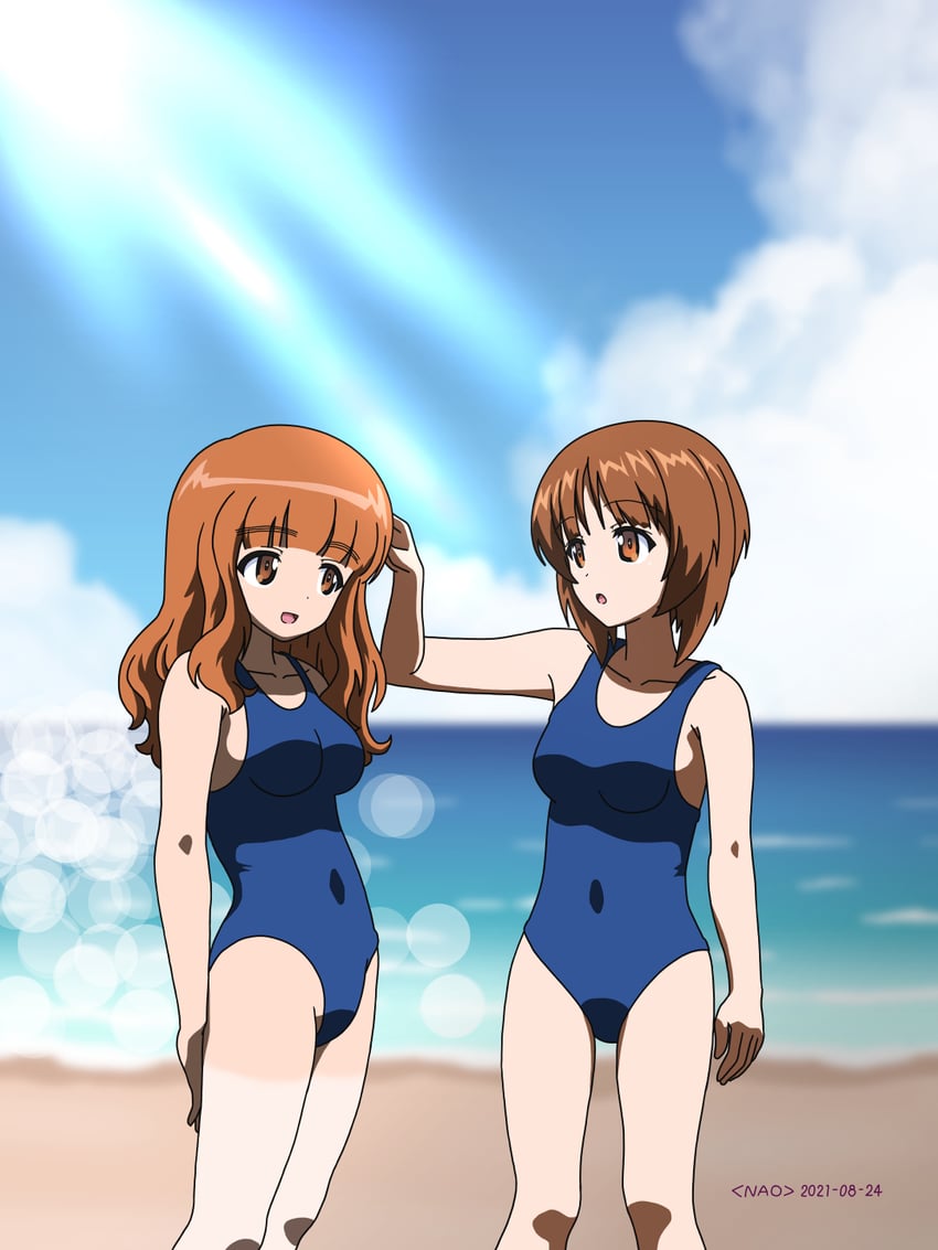 nishizumi miho and takebe saori (girls und panzer) drawn by naotosi