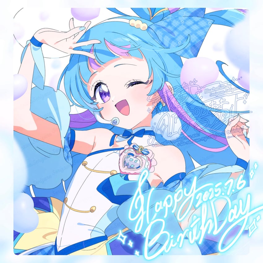aokaze nana and cure wink (precure and 1 more) drawn by serizawa_serizane
