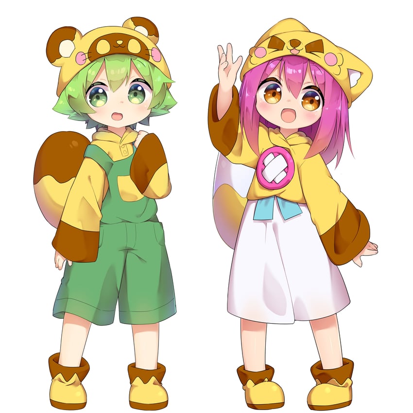 yuzuwa-chan and botan-kun (original) drawn by nipeira