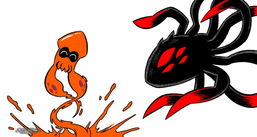 inkling player character, inkling girl, shadow the hedgehog, and doom morph (splatoon and 4 more) drawn by brandon_santiago