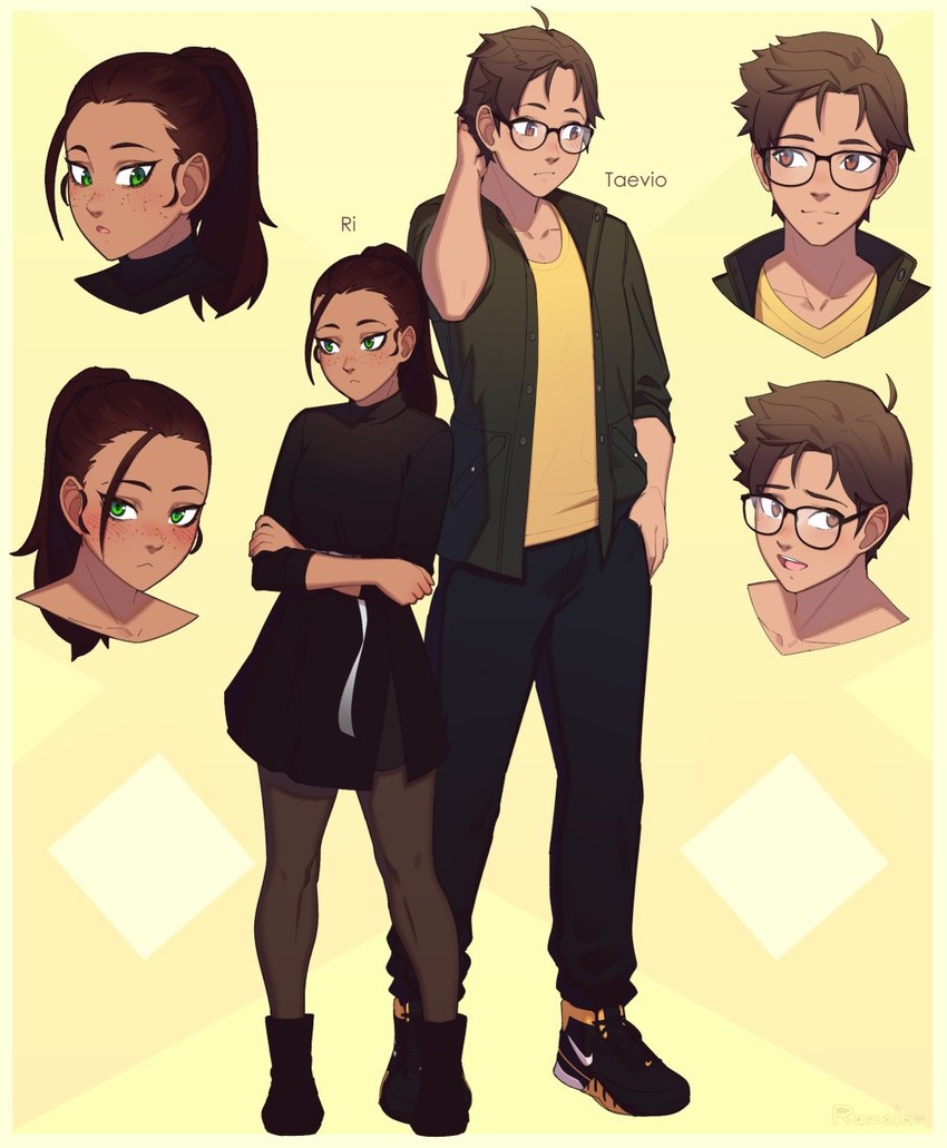 ri mizukhov and tae (original) drawn by razalor