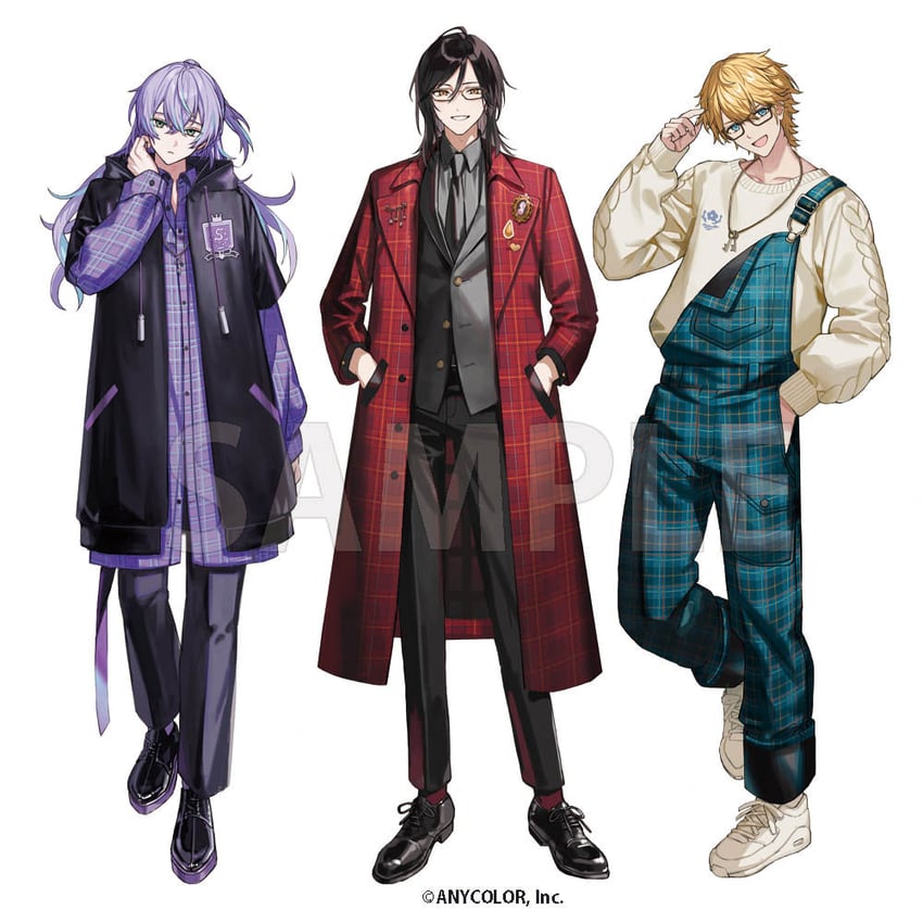 hoshirube sho, ex albio, and shellin burgundy (nijisanji) drawn by nana_tetra