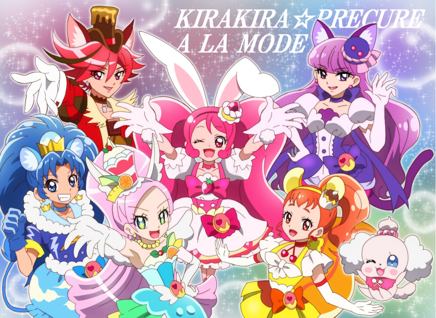 kotozume yukari, usami ichika, tategami aoi, kenjou akira, cure macaron, and 7 more (precure and 1 more) drawn by onomekaman