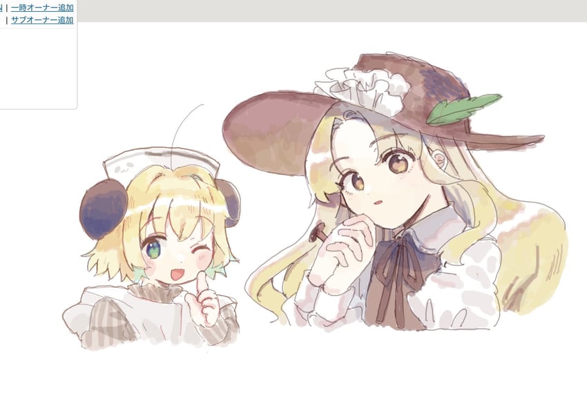 jacket girl and piyoko (touhou and 1 more) drawn by wadante