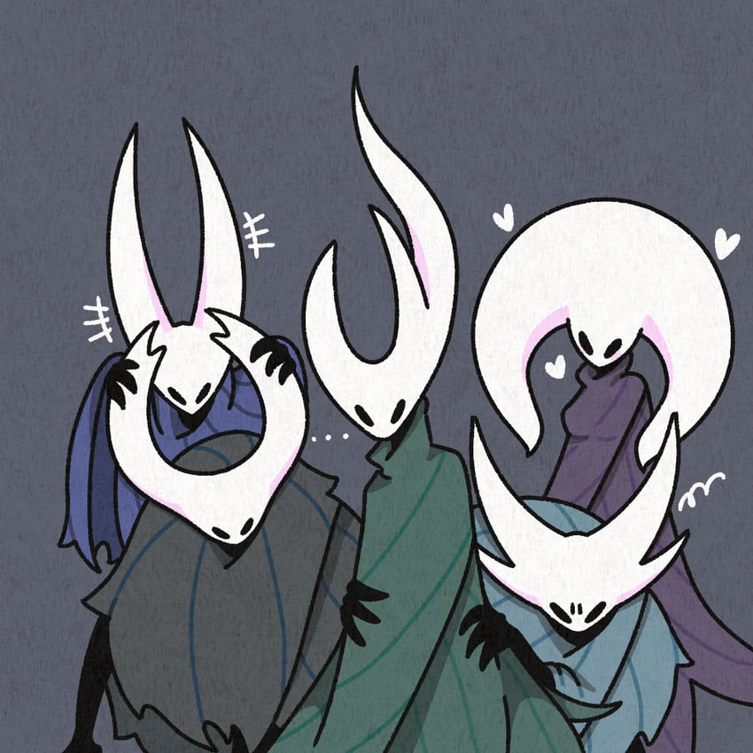 knight, broken vessel, greenpath vessel, and deepnest vessel (hollow knight) drawn by sakana_2-gou