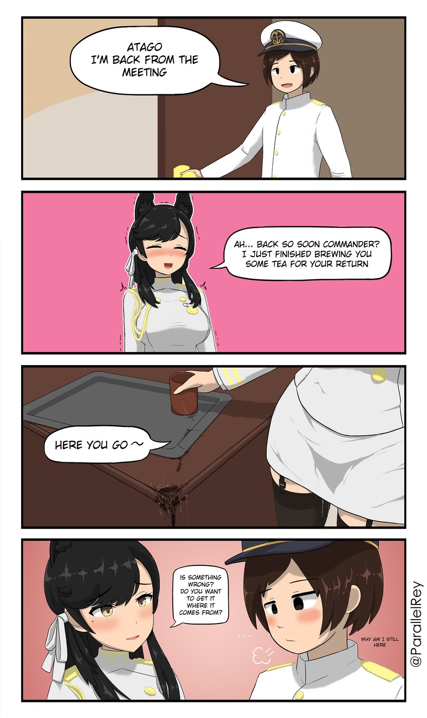 atago and commander (azur lane) drawn by parallelrey