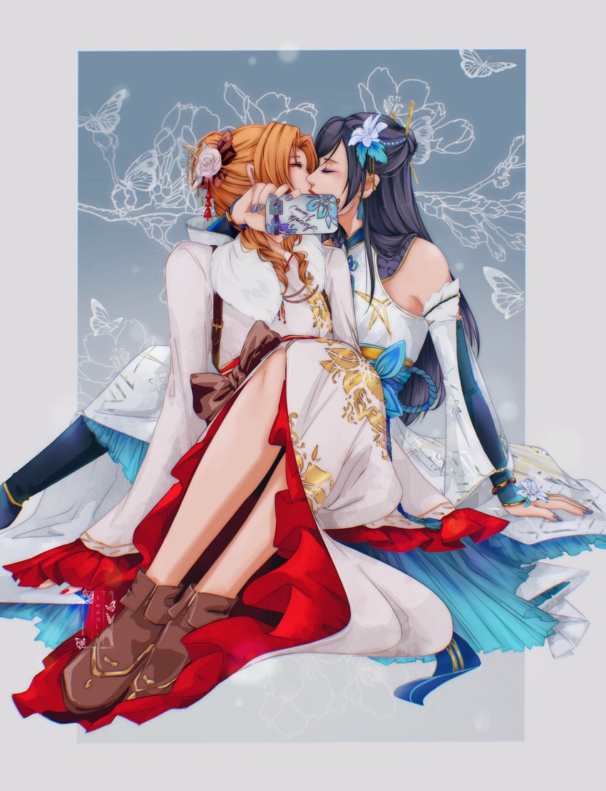 tifa lockhart and aerith gainsborough (final fantasy and 2 more) drawn by shanlieart