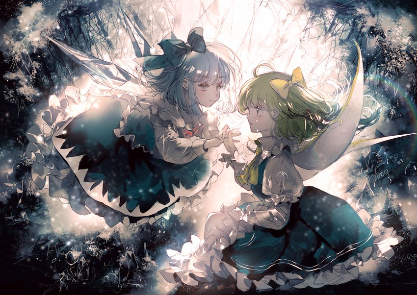 cirno and daiyousei (touhou) drawn by majamari