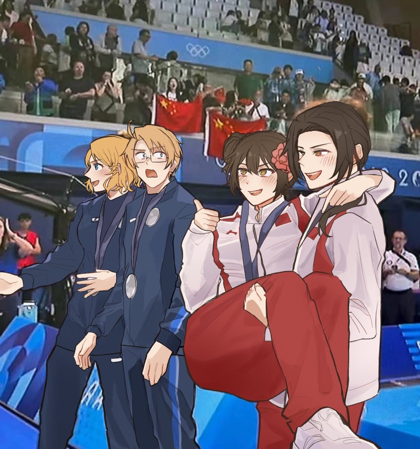 america and china (axis powers hetalia and 2 more) drawn by mino_mochi