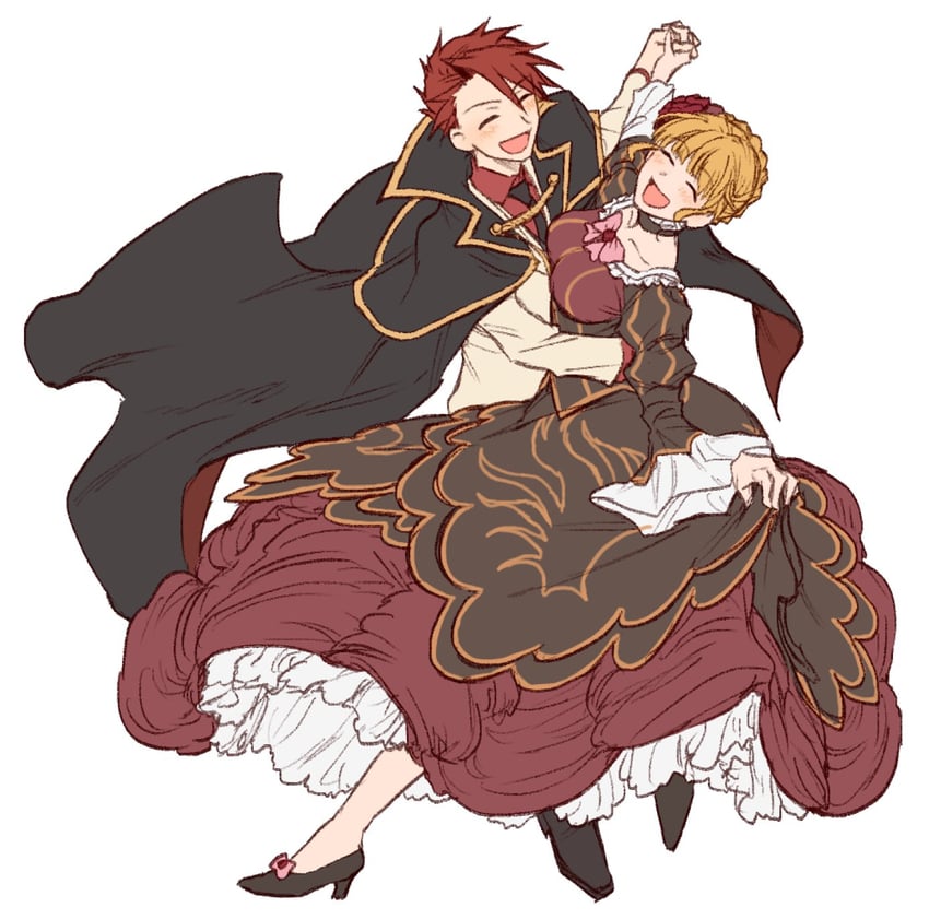 beatrice and ushiromiya battler (umineko no naku koro ni) drawn by hswoimuxk0pwr0h_(bbdan)