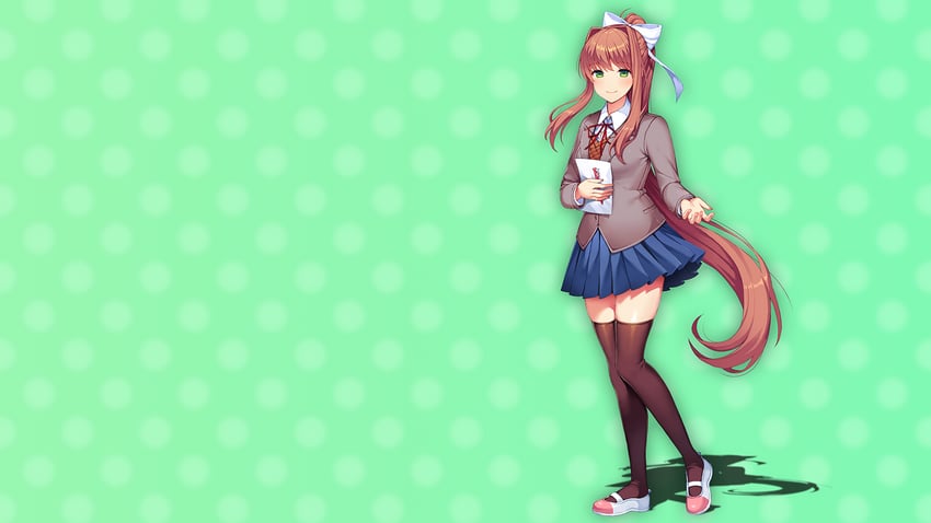 monika (doki doki literature club) drawn by lucidsky and squchan