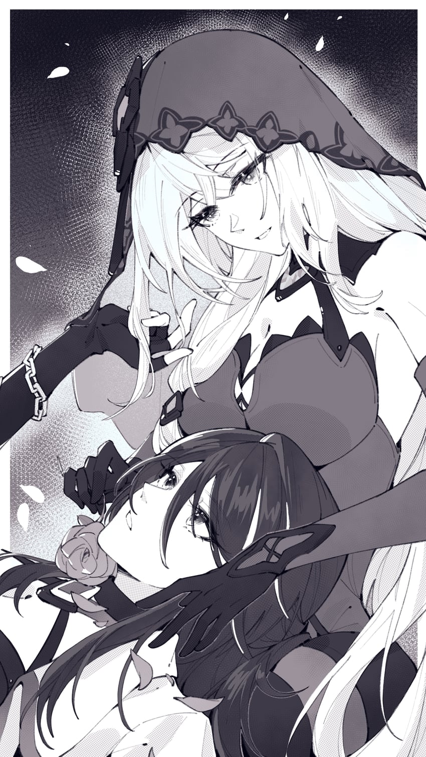 acheron and black swan (honkai and 1 more) drawn by naruuuuuu9