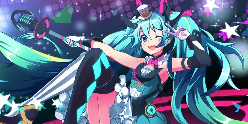 hatsune miku and magical mirai miku (vocaloid and 1 more) drawn by miyama_(yakinikusushi_the_royal)