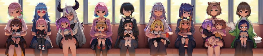 mori calliope, ninomae ina'nis, nekomata okayu, tokoyami towa, ookami mio, and 15 more (hololive and 2 more) drawn by fian_f.n