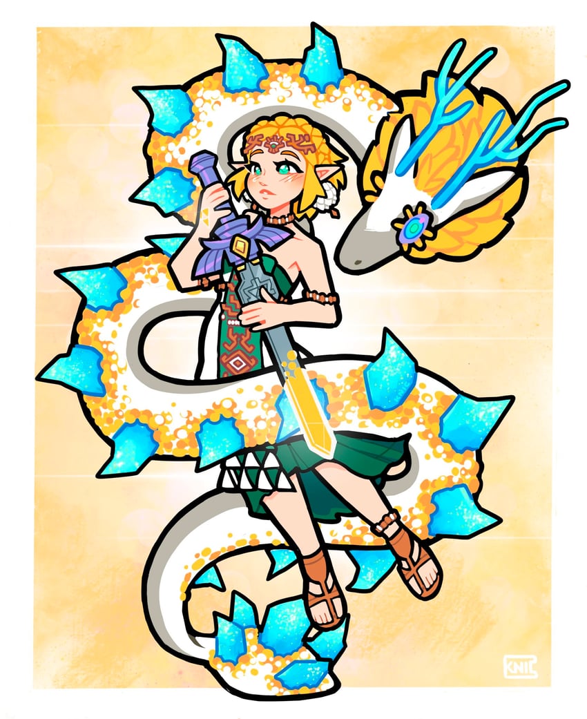 princess zelda and light dragon (the legend of zelda and 1 more) drawn by knic_toons