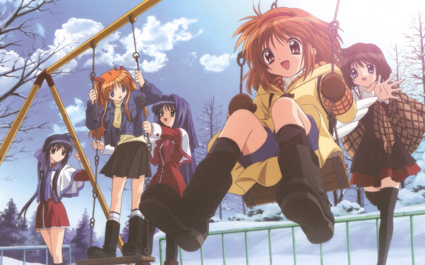 tsukimiya ayu, minase nayuki, sawatari makoto, kawasumi mai, and misaka shiori (kanon and 1 more) drawn by ikeda_kazumi