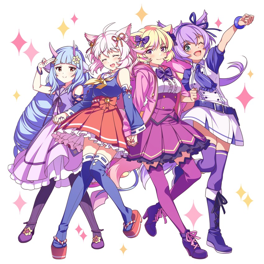 howan, delmin, mashima himeko, and ruhuyu (show by rock!!) drawn by mikapoe