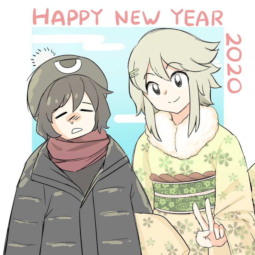 enraku tsubakura and houlen yabusame (len'en) drawn by gradient_ray