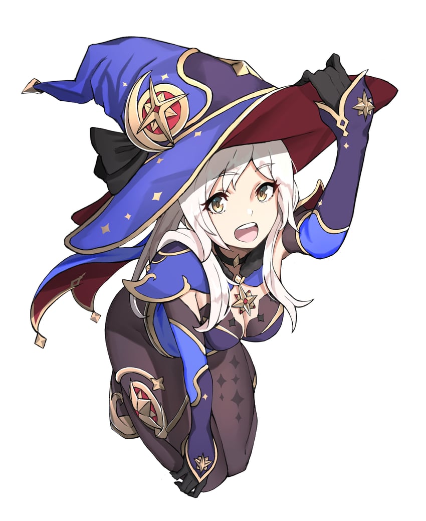 mona and female robin (genshin impact and 2 more) drawn by grimmelsdathird