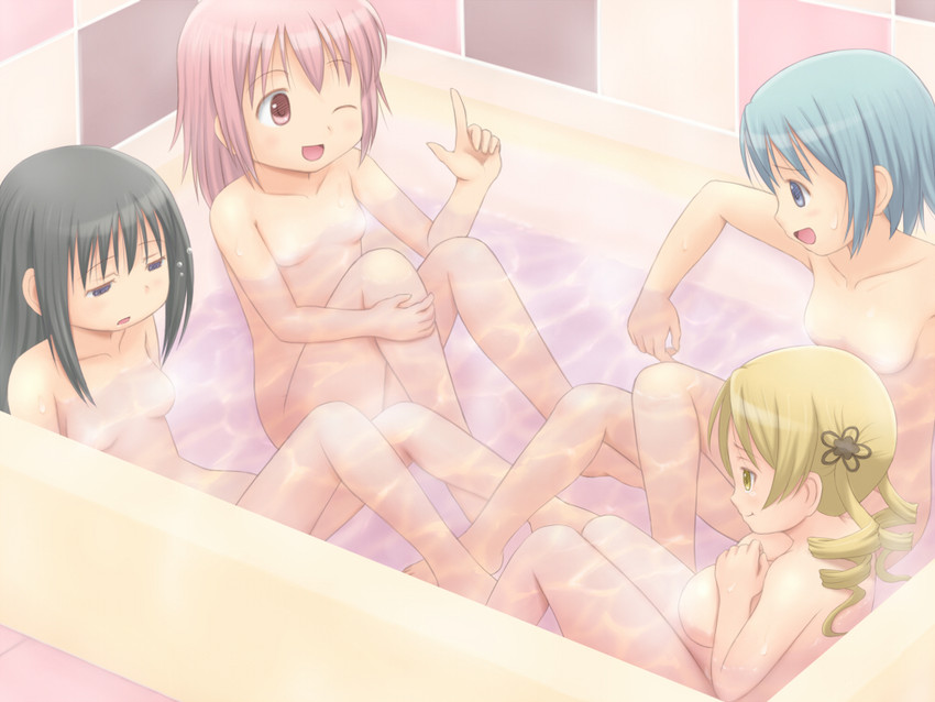 akemi homura, kaname madoka, miki sayaka, and tomoe mami (mahou shoujo madoka magica and 1 more) drawn by suenaga_(progressive)