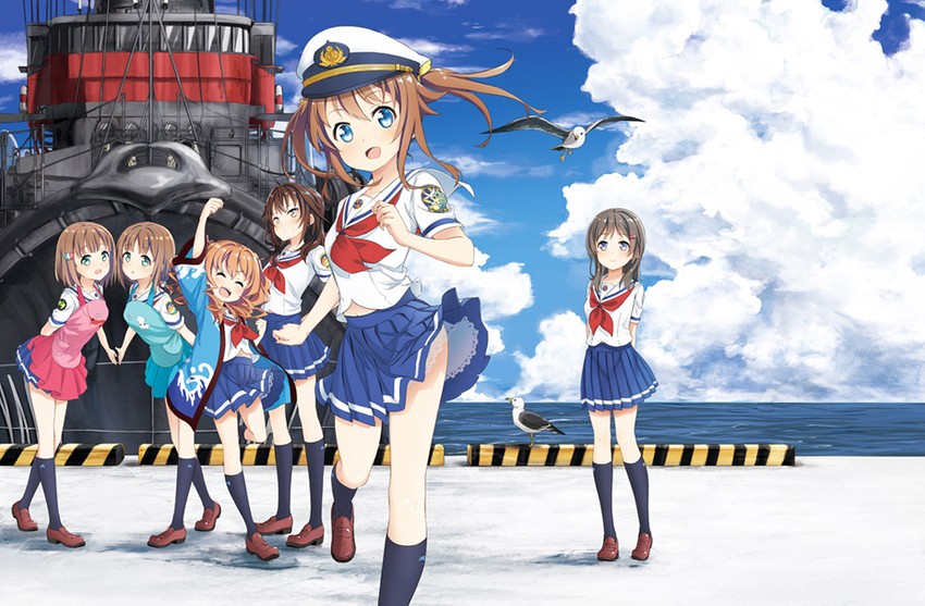 misaki akeno, china moeka, yanagiwara maron, kuroki hiromi, kinesaki homare, and 1 more (high school fleet) drawn by abe_kanari