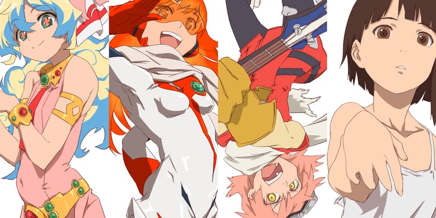 nia teppelin, iwakura lain, haruhara haruko, and nono (tengen toppa gurren lagann and 4 more) drawn by aonori_misuji