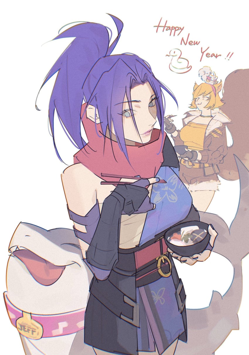 psylocke, squirrel girl, and jeff the land shark (marvel and 2 more) drawn by haji_(haji07lo)