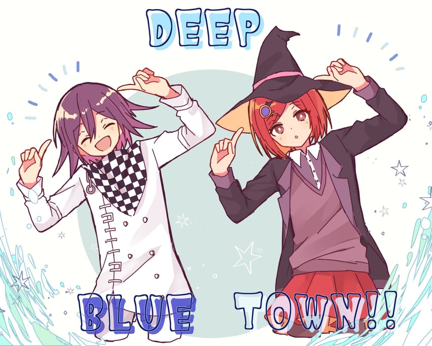 oma kokichi and yumeno himiko (danganronpa and 2 more) drawn by chiyo_(chiyo_ronpa)