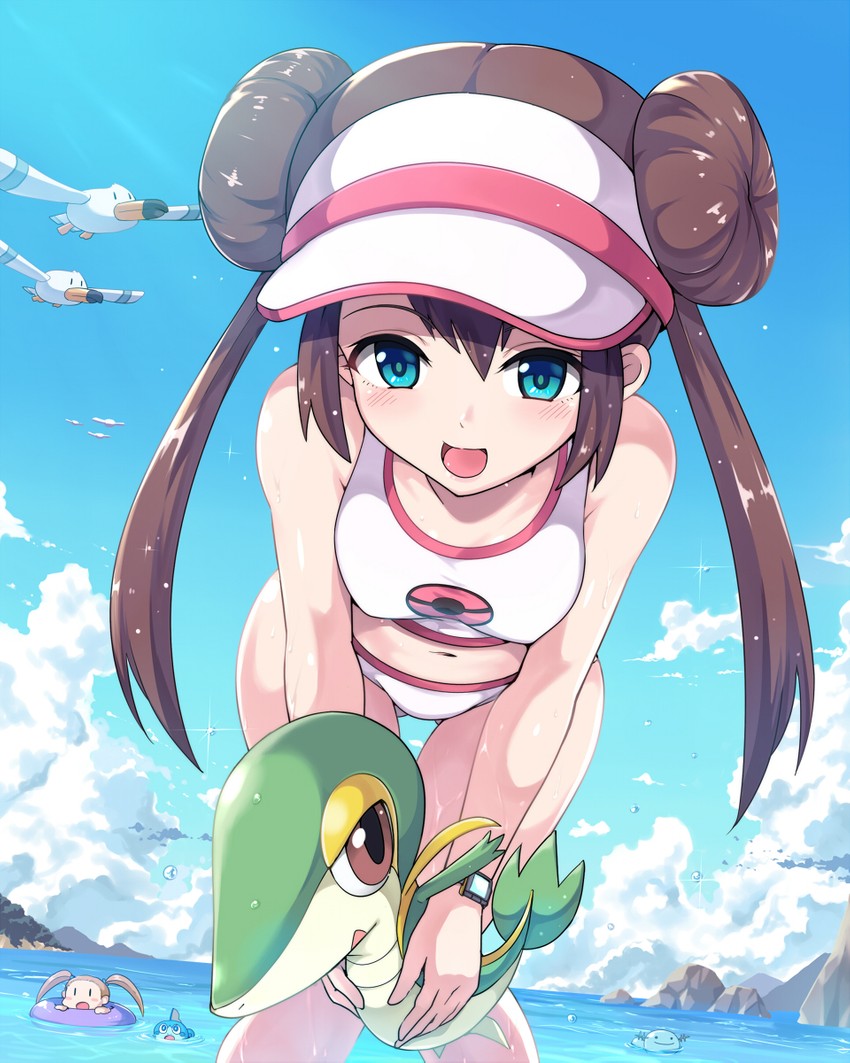 rosa, snivy, sobble, wingull, wooper, and 1 more (pokemon and 1 more) drawn by kasai_shin