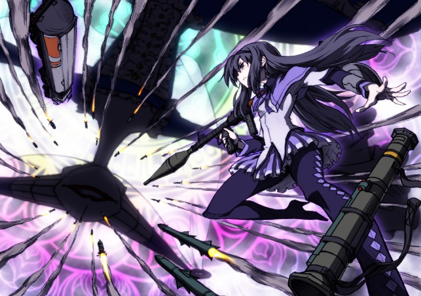 akemi homura and walpurgisnacht (mahou shoujo madoka magica) drawn by yanushi
