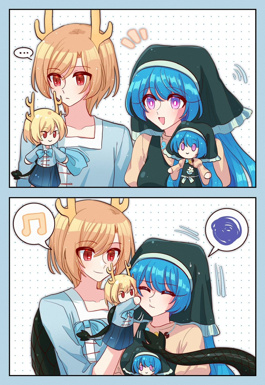kicchou yachie and haniyasushin keiki (touhou) drawn by mask_(boring_mask)