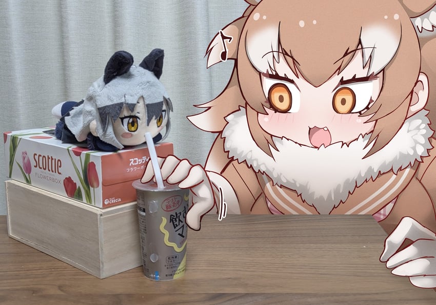 silver fox and japanese wolf (kemono friends and 1 more) drawn by tanaka_kusao