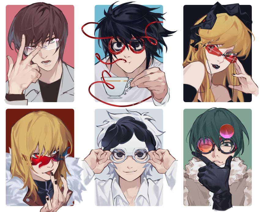 yagami light, l, amane misa, near, mello, and 1 more (death note) drawn by saaak57587044
