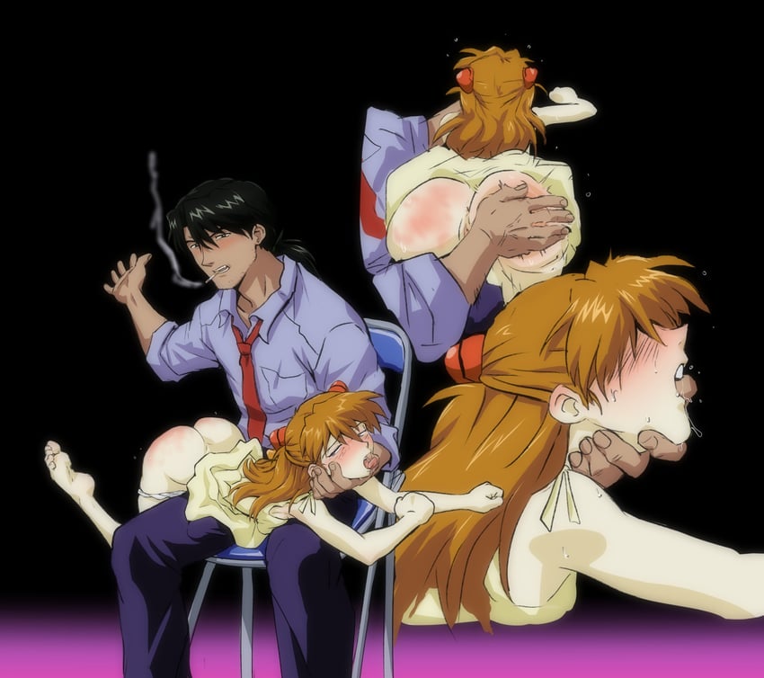 souryuu asuka langley and kaji ryouji (neon genesis evangelion) drawn by amondetauro