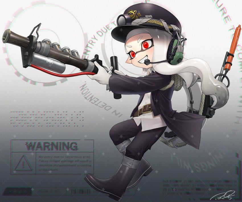 inkling player character and inkling girl (splatoon) drawn by puchiman