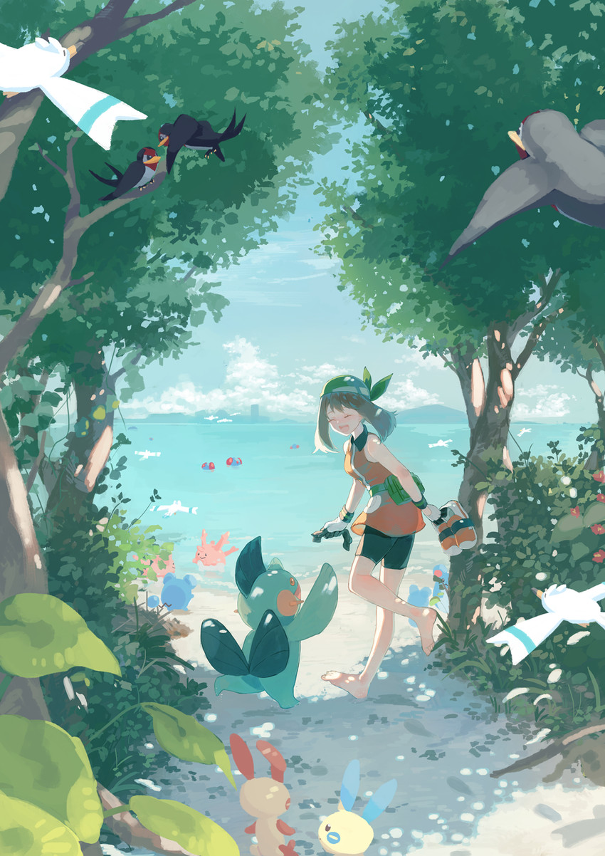 may, wingull, marill, minun, plusle, and 4 more (pokemon and 2 more) drawn by odashi_(namiri)