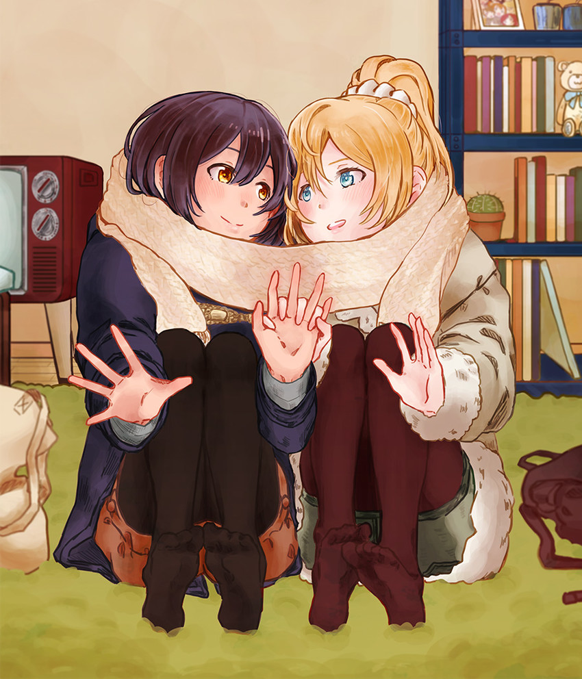 sonoda umi and ayase eli (love live! and 1 more) drawn by shin9tani