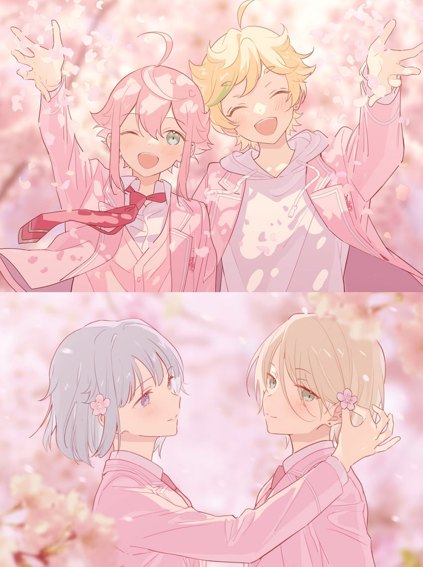himemiya tori, shino hajime, shiratori aira, and harukawa sora (ensemble stars!) drawn by rice_(rice8p)