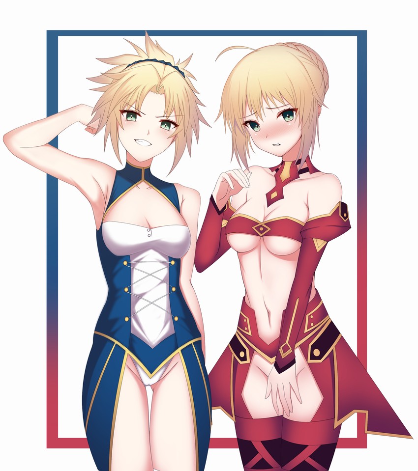 artoria pendragon, saber, and mordred (fate and 1 more) drawn by wing228