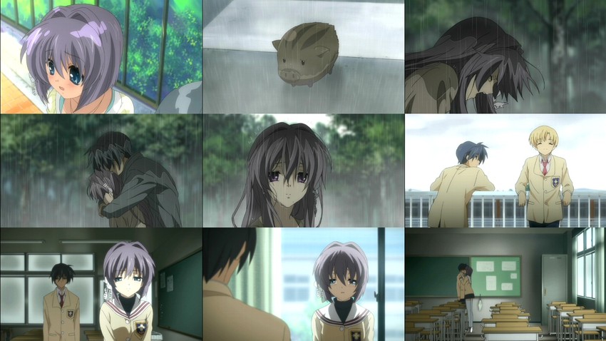 fujibayashi kyou, okazaki tomoya, fujibayashi ryou, sunohara youhei, and botan (clannad)