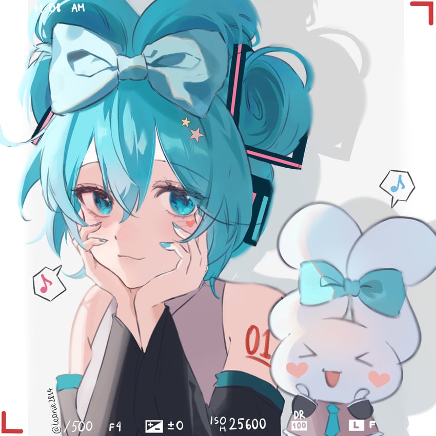 hatsune miku, cinnamoroll, and cinnamiku (vocaloid and 2 more) drawn by leonie28