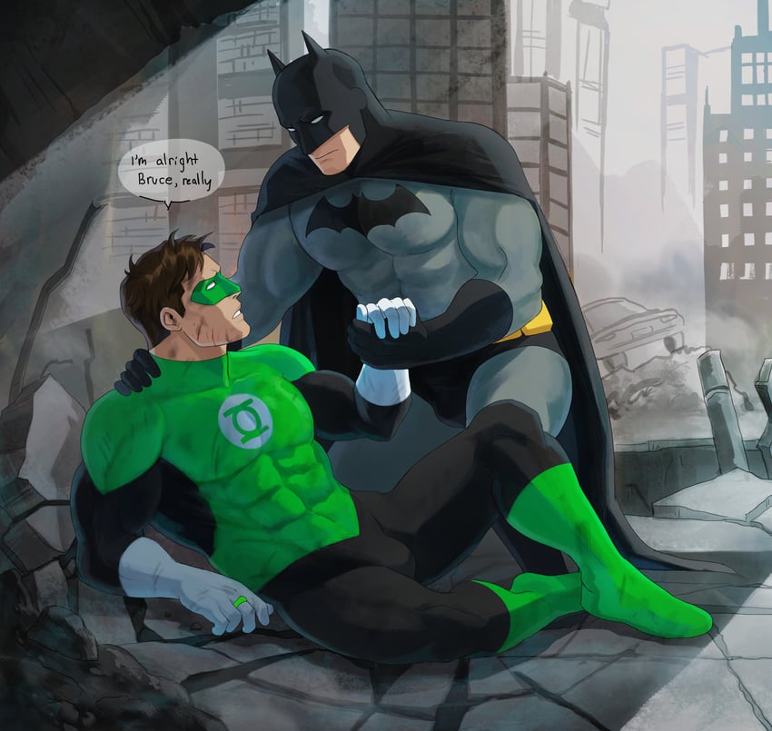 batman, bruce wayne, green lantern, and hal jordan (dc comics and 2 more) drawn by haljordanmylove