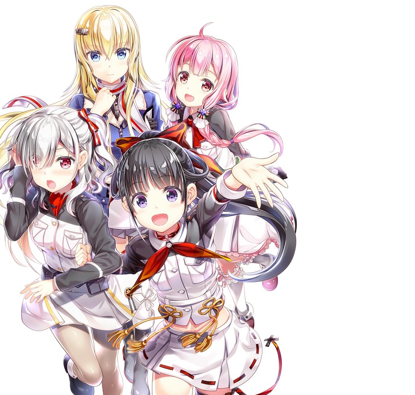 komagome azuzu, muguruma miyako, claudia bruford, and watarai sonoka (senyoku no sigrdrifa) drawn by fujima_takuya