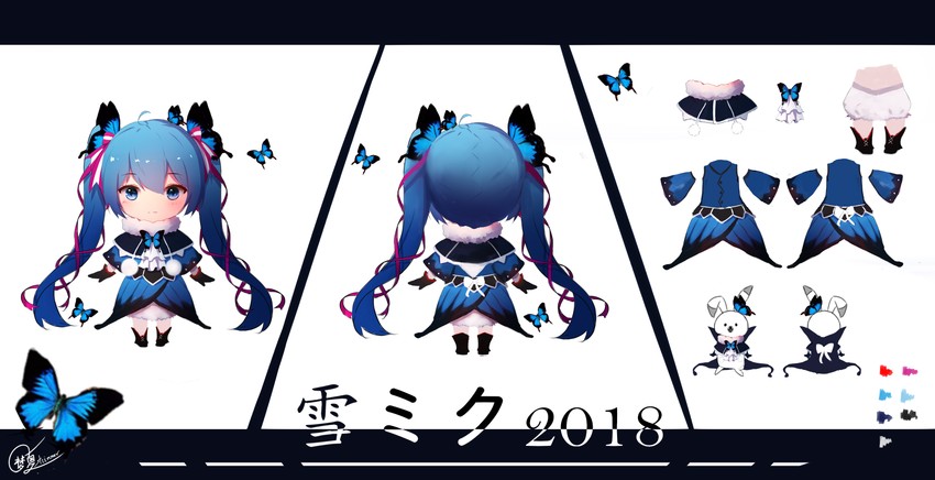 hatsune miku, yuki miku, and rabbit yukine (vocaloid) drawn by shimmer