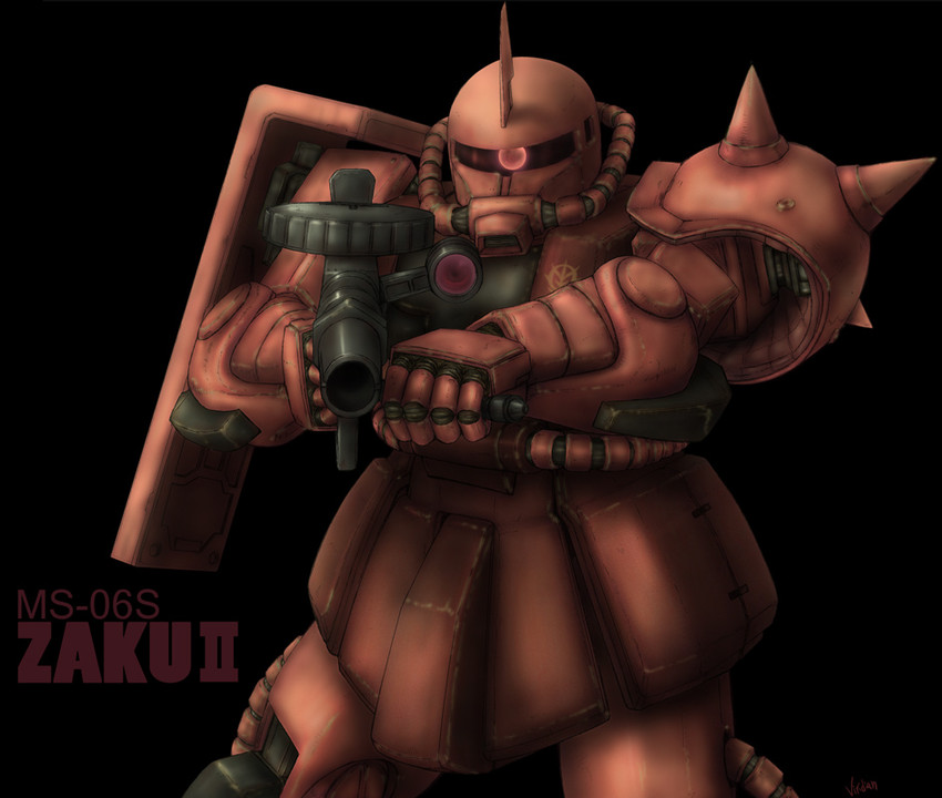 zaku ii and zaku ii s char custom (gundam and 1 more) drawn by viridian-c