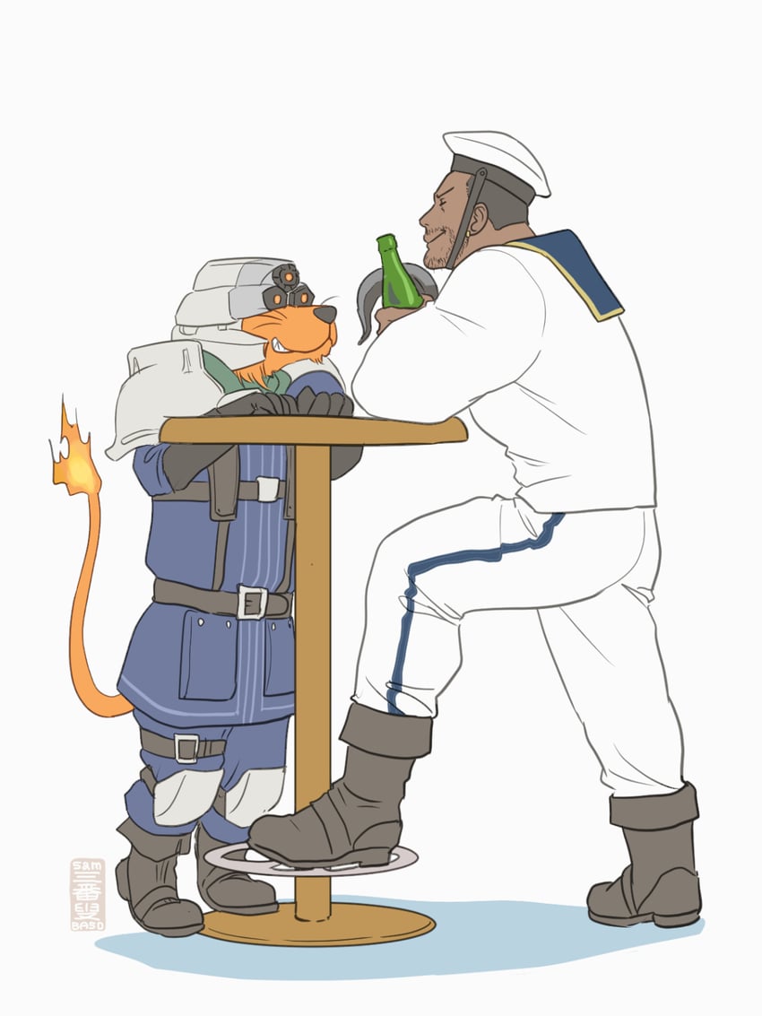 barret wallace and red xiii (final fantasy and 3 more) drawn by samba_s0