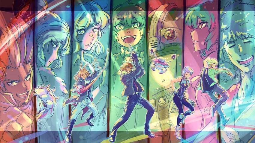 asellus, emilia, red, blue, riki, and 8 more (saga and 1 more) drawn by yutarou